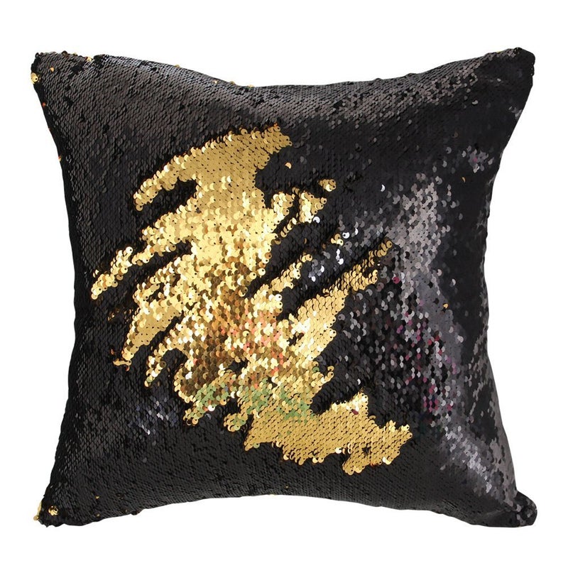 MOCOFO Black and Gold Sequin Pillow, Reversible Glitter Sequins Cover Magic Mermaid Fish Pillowcase Parkly Fun Flip Throw Pillow Cover Couch Cute Color Changing Decor Cushion Covers for Sofa16X16 - Image 2